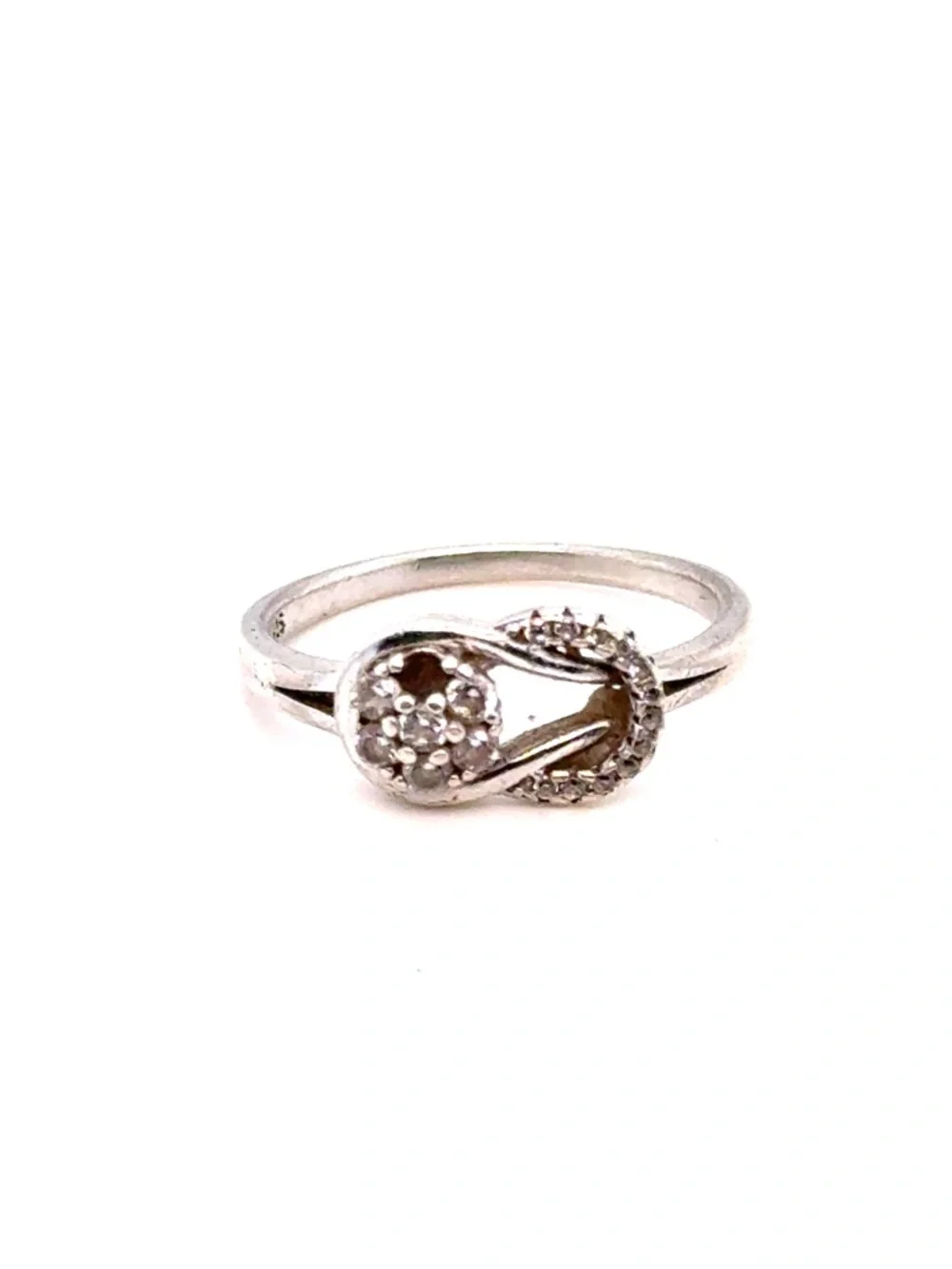 Sterling Silver‎ Infinity Cluster Ring (Missing 1 Stone)